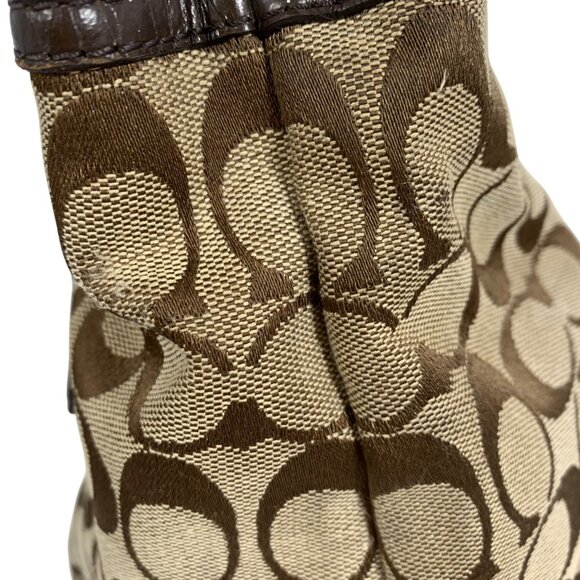 COACH Signature Soho Jacquard/Leather Tote Handbag Triple Entry Satchel F17401 - Picture 3 of 15